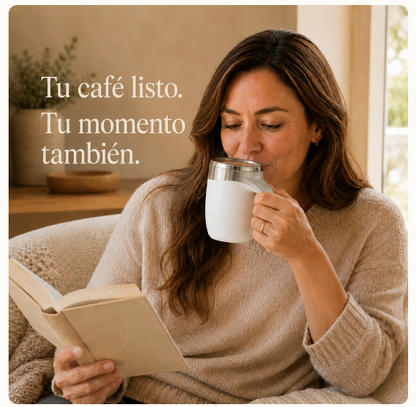 MixMug Pro™ - Taza Revolvedora Automática Recargable - Mezcla en segundos, sin cucharas ni grumos.