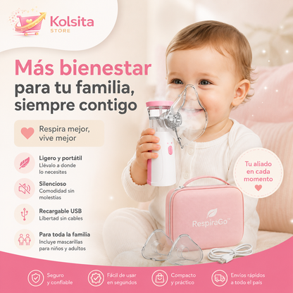 RespiraGo™ Portable Mesh - Alivio respiratorio sin cables, sin ruido y sin complicaciones.