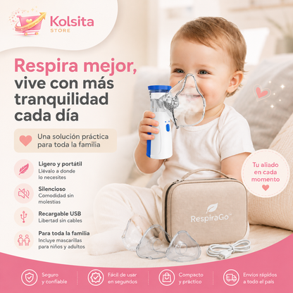 RespiraGo™ Portable Mesh - Alivio respiratorio sin cables, sin ruido y sin complicaciones.