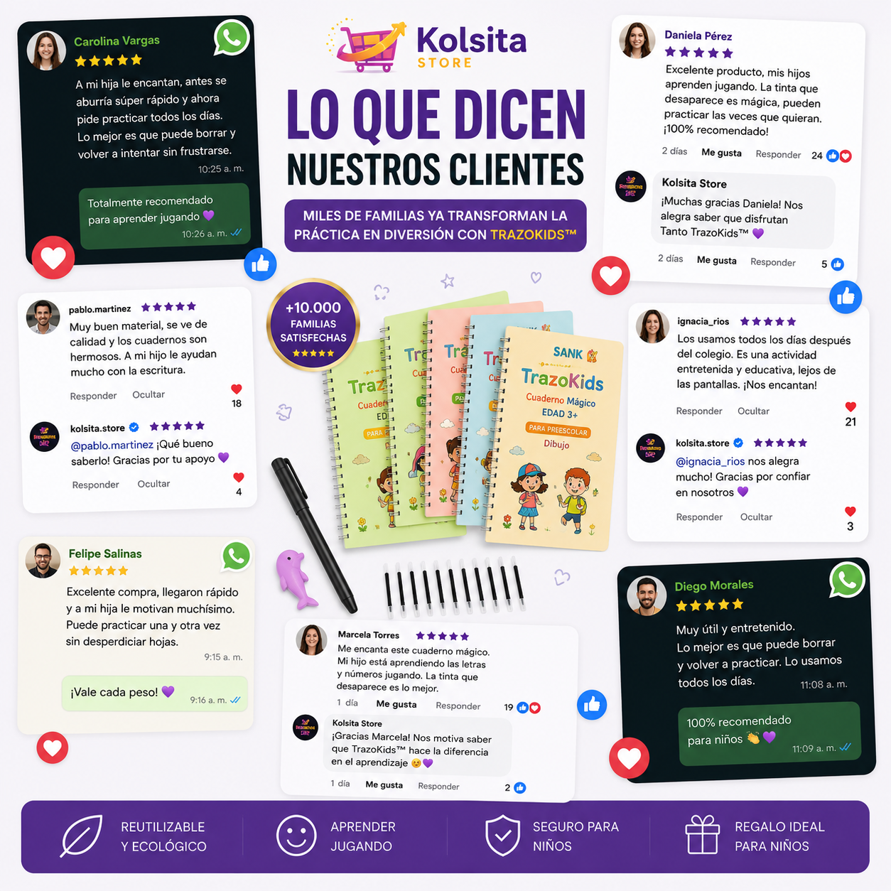 TrazoKids™ – Kit Inteligente de Escritura Reutilizable 4 en 1