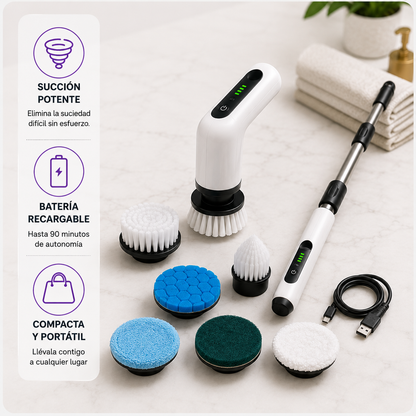 SPINCLEAN PRO™ - Cepillo Eléctrico Recargable de Limpieza 7 en 1 - La forma más fácil de tener la casa impecable