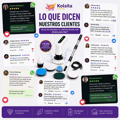 SPINCLEAN PRO™ - Cepillo Eléctrico Recargable de Limpieza 7 en 1 - La forma más fácil de tener la casa impecable